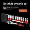 12-Piece Chrome Vanadium Steel Socket Wrench Set with Extension Bar and Ratchet
