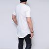 Summer Men T-shirt Round Neck Pure Color Irregular Hem Short Sleeve Slim Fit Pullover Mid Length Casual