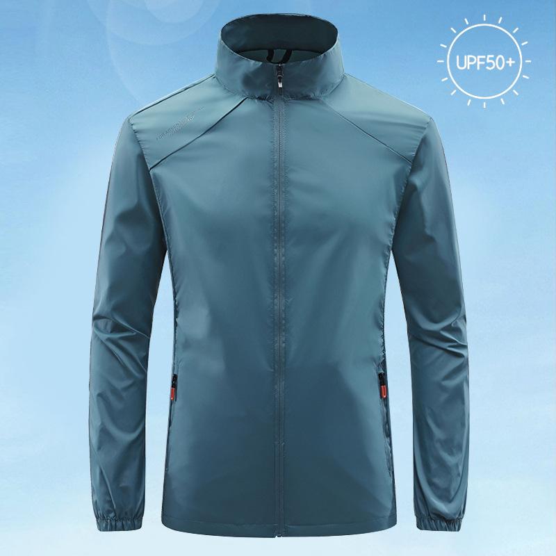 Summer Men's Sun Protection Skin Coat Lightweight Breathable Ice Silk Stand Collar Sunscreen Jacket Outdoor Camping  Jakcet