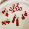 1Pair Fashion Red Wooden Horse Earrings Pendant Decoration Charm Red Festive Atmosphere New Year Jewelry Accessories Gifts