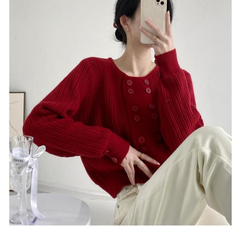 Autumn Winter New French Knitted Jacket Gentle Style Western Style Sweater Cardigan for Women