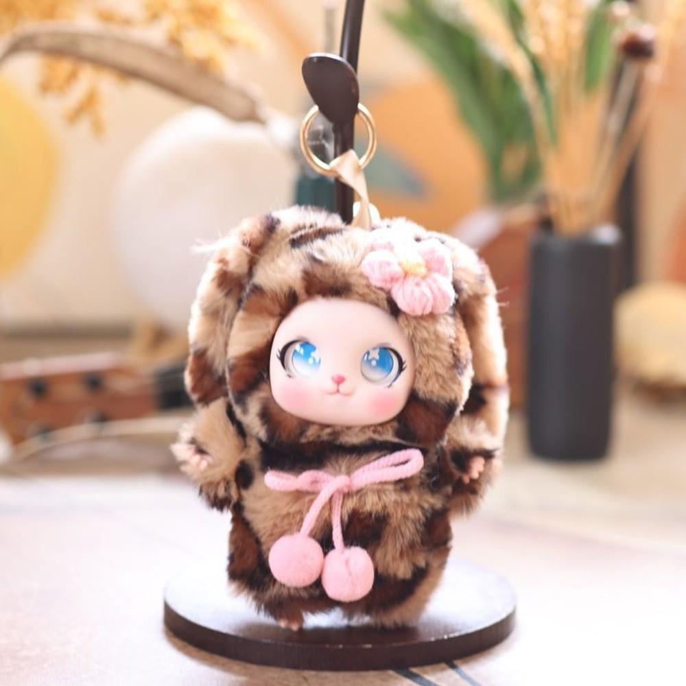 Ornaments Rabbit Plush Keychain Big Ear with Flower Bunny Plush Doll Pendant Car Decor