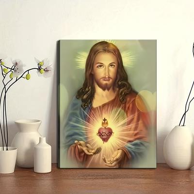 1pc Abstract Canvas Painting Jesus Holy Heart Wall Art Poster Divine Mercy Catholic Christian Picture Home Decor No Frame