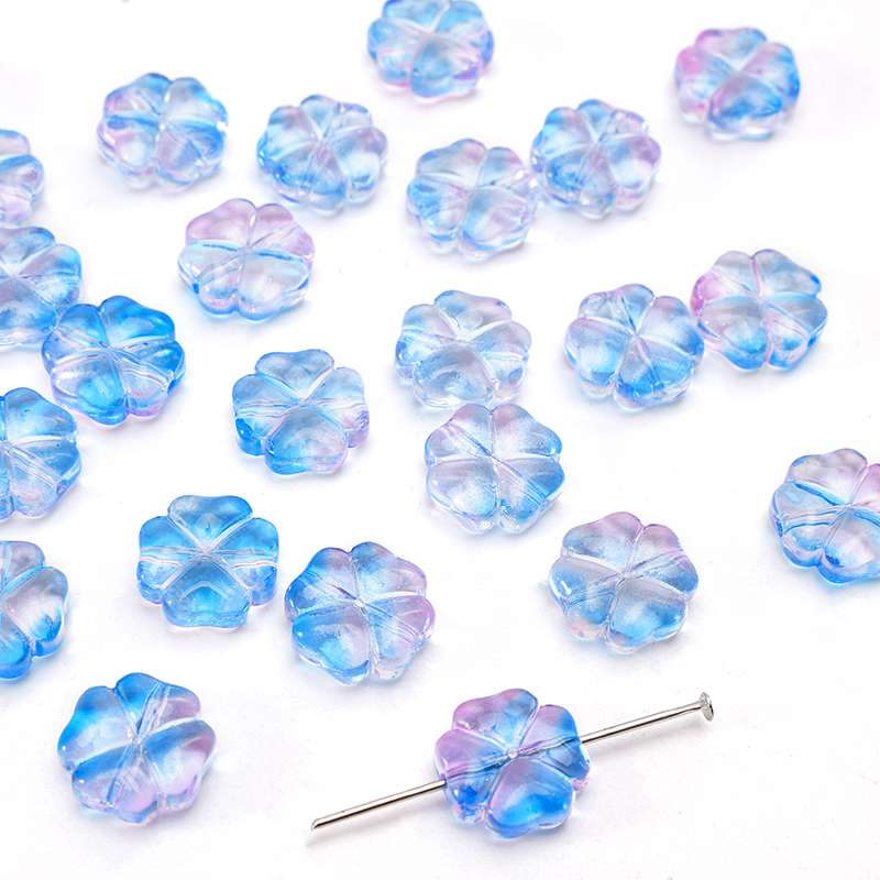 20 adet/torba 10mm cam çiçek boncuk Charm ara parça boncuk küpe kolye DIY takı yapımı