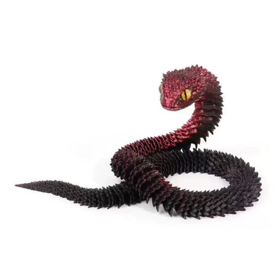3D Printed Snake Figurine Movable Joints Snake Figure Articulated Animal Model Toy Home Office Bookshelf Desktop Decoration Ornament