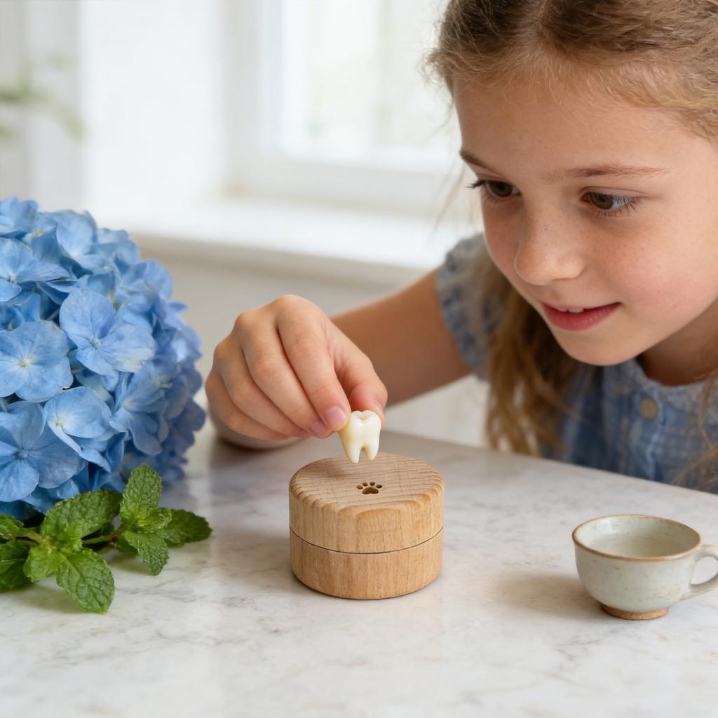 Children's Tooth Keepsake Box, Natural Wood Memory Storage For Baby Teeth, Umbilical & Hair, Compact Lidded Design For Cherished Childhood Mementos,