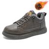 Herrenschuhe mit einem Pedal Winter Arbeit Schwarz Freizeit Lederschuhe wasserdicht Herren Samt Thermobaumwollschuhe Stiefeletten