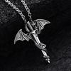 Collier Pendentif Homme Rétro Deux Couleurs Épée Dragon Aile Hip Hop Ailes