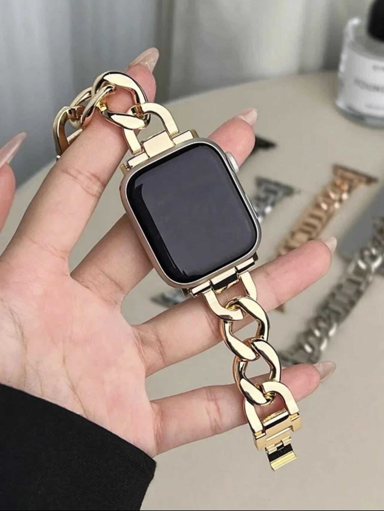 

Luxury Bracelet loop For Apple Watch band women Series Ultra 11/10/9/8/7/6/5/4/3/2/1 38mm 40mm 41mm 42mm 44mm 45mm 46mm Strap S10 S11 46MM золотий