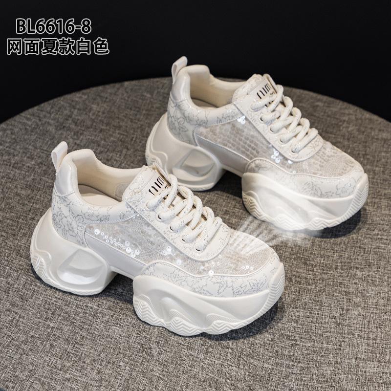 Mesh dad shoes spring and summer new rhinestone platform small casual sports shoes