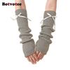 Botvotee Sleeves for Women Bow Half Finger Y2k Accessories Free Shipping Arm Warmers Half Finger Preppy Style Fingerless Gloves