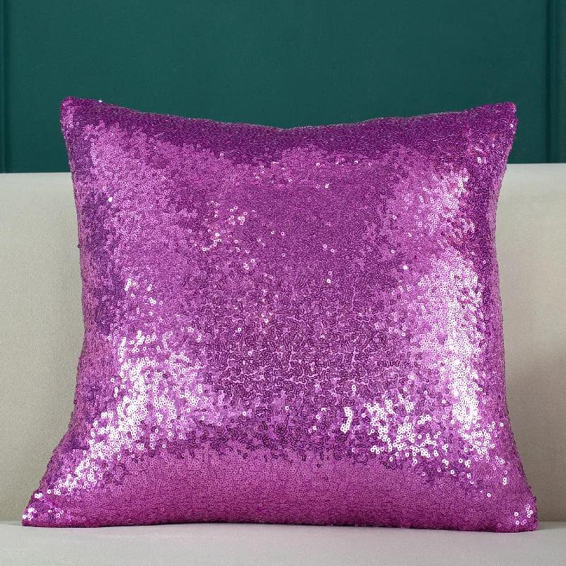 Sequined Solid Color Gradient Cushion Cover Fashion New Year Christmas Sofa Cushion Pillow Cover Office Lumbar Cushion Cover