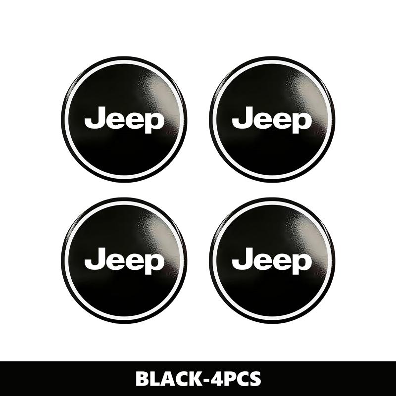 For Jeep 4PCS 56mm Car Logo Wheel Center Sticker Rim Caps Hub Cover Decal Cherokee Wrangler JK Gladiator Compass Renegade