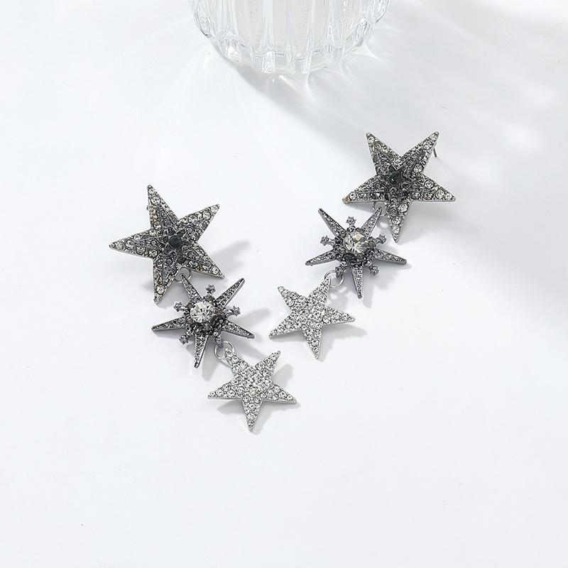 Sparkly Crystal Rhinestone Stars Drop Earrings For Women Fashion Holiday Party Jewelry Gifts