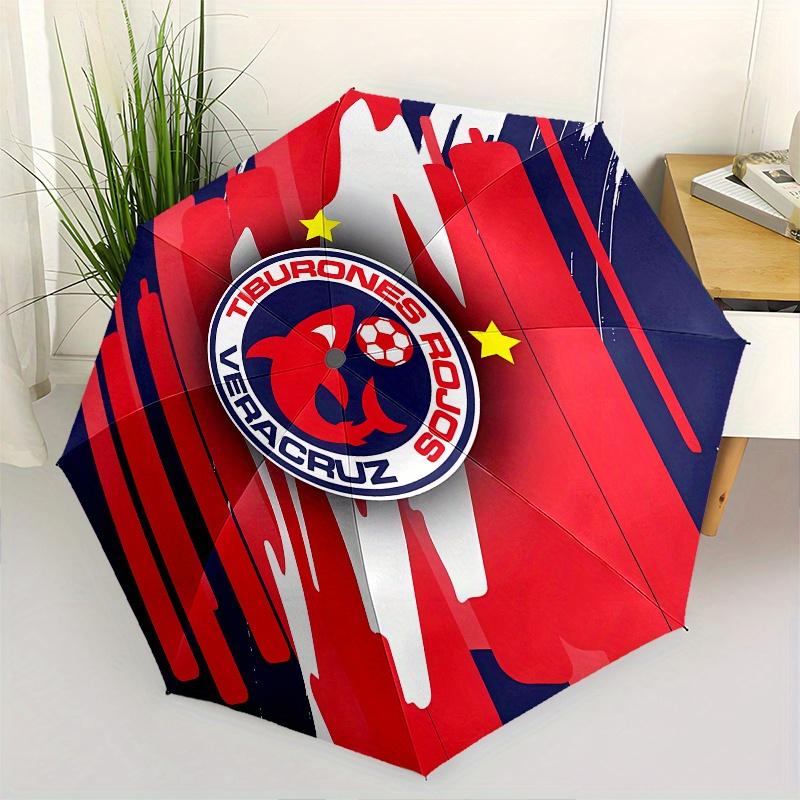 

Tiburones Rojos, Veracruz Automatic Folding Umbrella 8 Ribs, Durable Iron Frame, Bright Color Pattern Compact Travel Umbrella, Suitable for