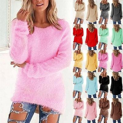 Dameskleding Herfst- en wintertruien Casual truien met lange mouwen Dames O-hals shirts Katoenen trui Losse truien