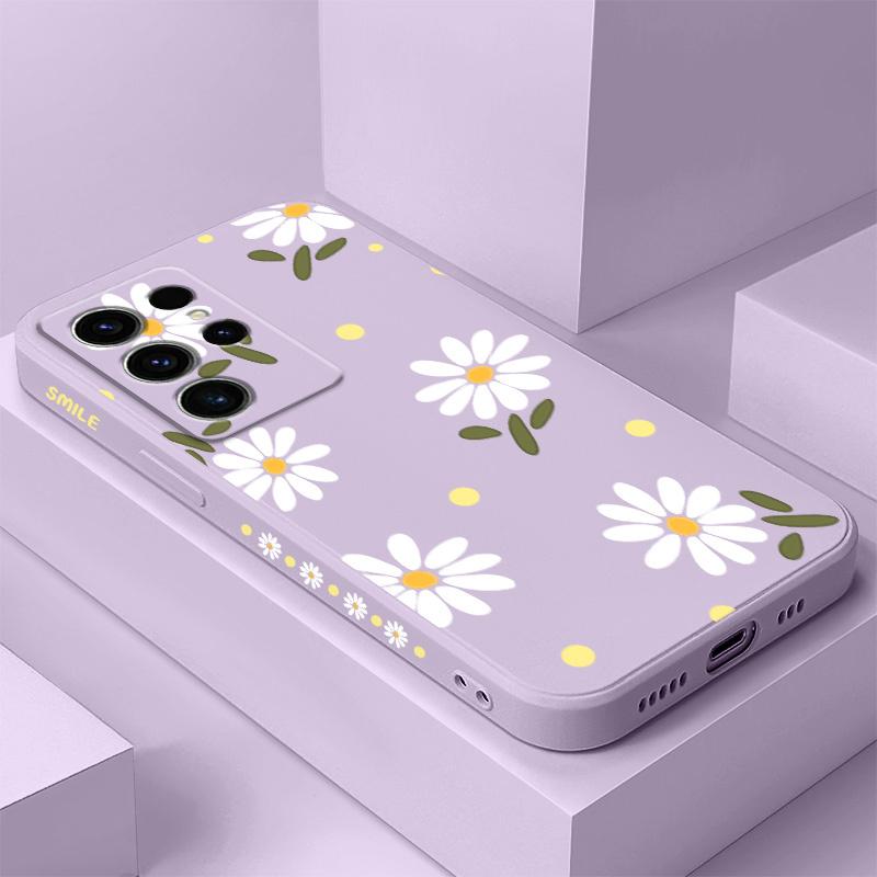 Coque de téléphone élégante à marguerites pour Samsung Galaxy S25 S24 S23 S22 S21 S20 S10 S10E Ultra Plus FE Note 20 Ultra Plus