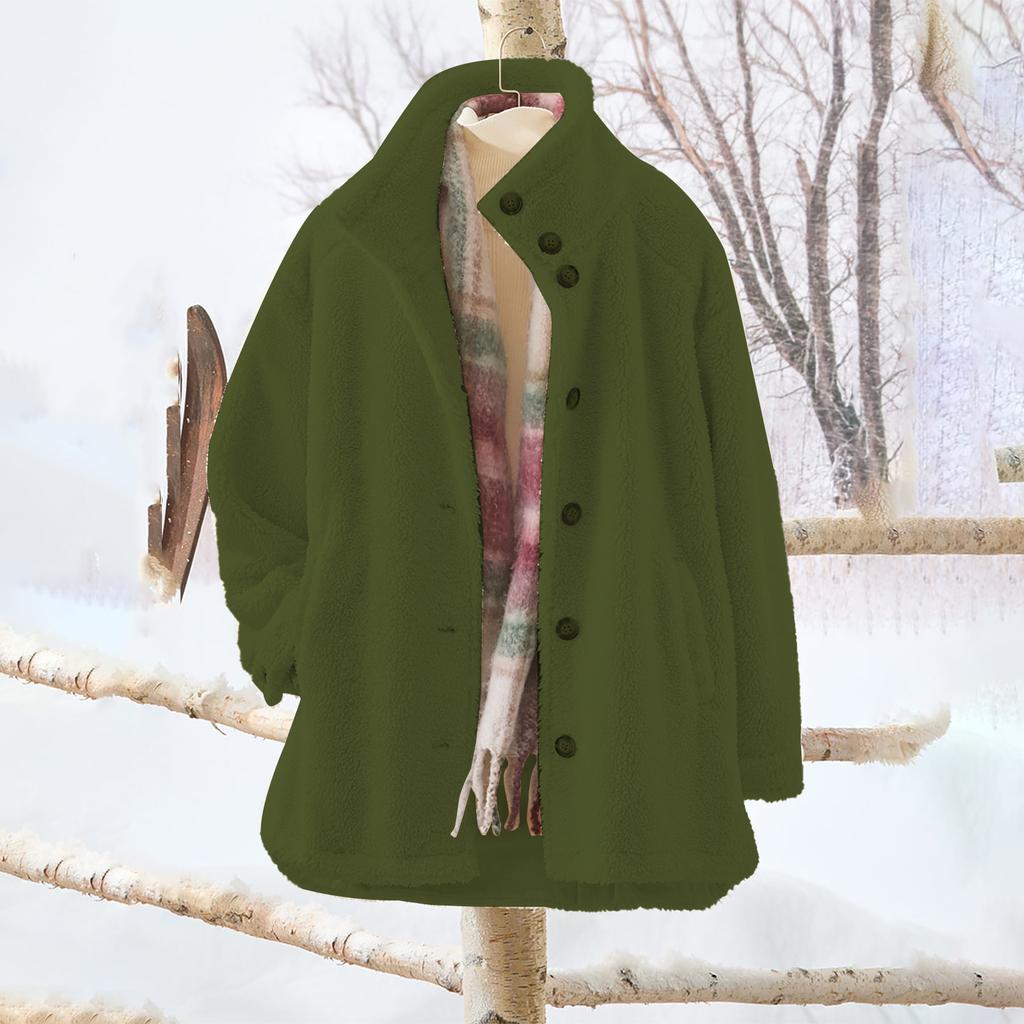 Women's Oversized Cardigan Sweatshirt With Button-Down Collar In Solid Color