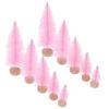 10Pcs Mini Xmas Tree Decor Plastic Wood Base Lightweight Desktop Christmas Pine Tree Ornament Gift Desktop Xmas Ornament