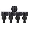Divisores de Agua de 4 Vías de 1" a 3/4" a 1/2" Conector de Riego de Jardín Válvula Distribuidora para Grifo Exterior Aspersor