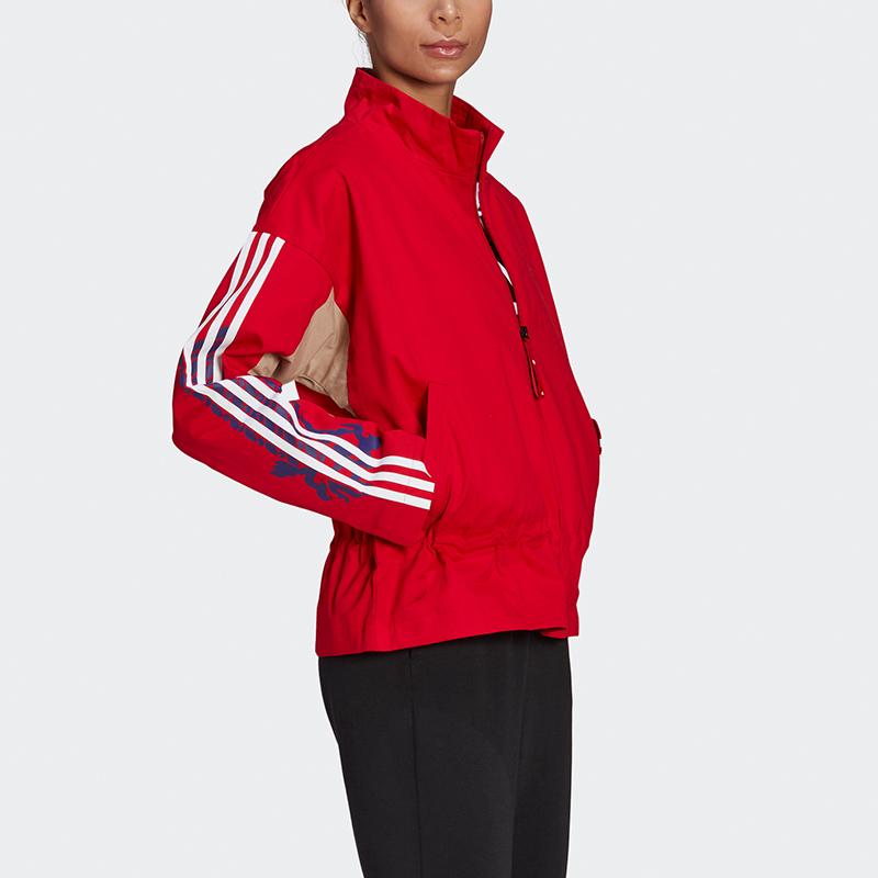 Adidas Cny Jacket Light Color Block Floral Print Stand Collar Sports Jacket Women Jackets Light-Crimson GS2402