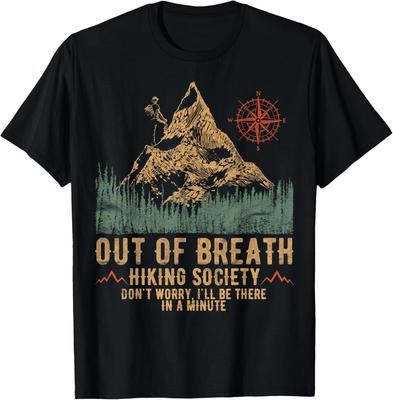 Out Of Breath Hiking Society Funny Mountain Climbing Hiker T-Shirt