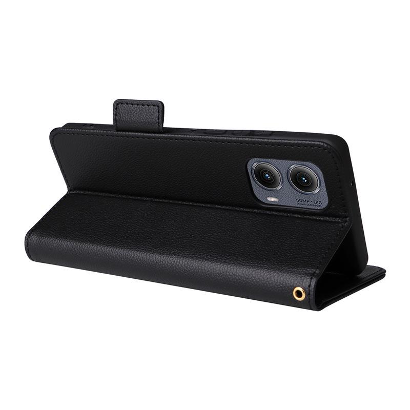 Motorola Edge 2025/2024 Lychee Pattern Leather Phone Case with Card Slot