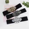 Flower Women Waistband Wide Rhinestone Waist Belt Fashion Elastic Cummerbunds  Sweater