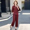Elegant Summer Two-Piece Set: Wide-Leg Pants & Top for Middle-Aged Women