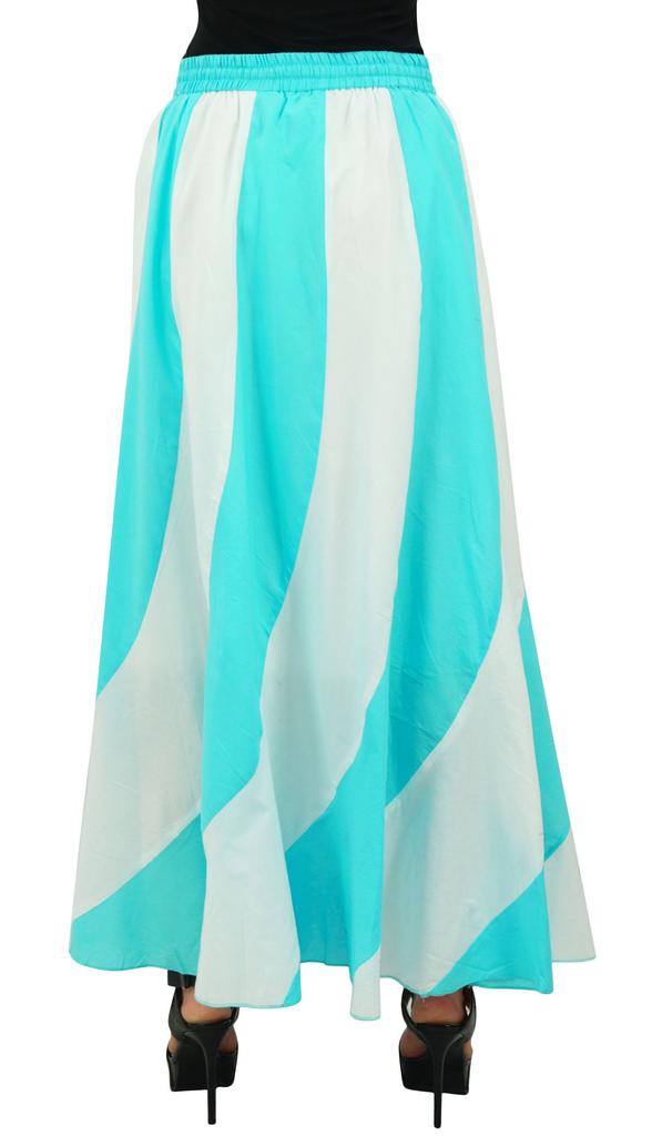 Bimba Long A-Line Maxi Spiral Summer Skirt Cotton With Back Elastic & Side