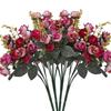 7 Forks 21 Heads Artificial Flower Silk Rose High Quality Christmas Wreath Wedding Bouquet Home Arrangement Vase bridal bouquets