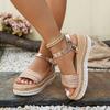 Summer Women Fish Mouth Sandals Thick Platform Wedge Heel Fashion Shiny