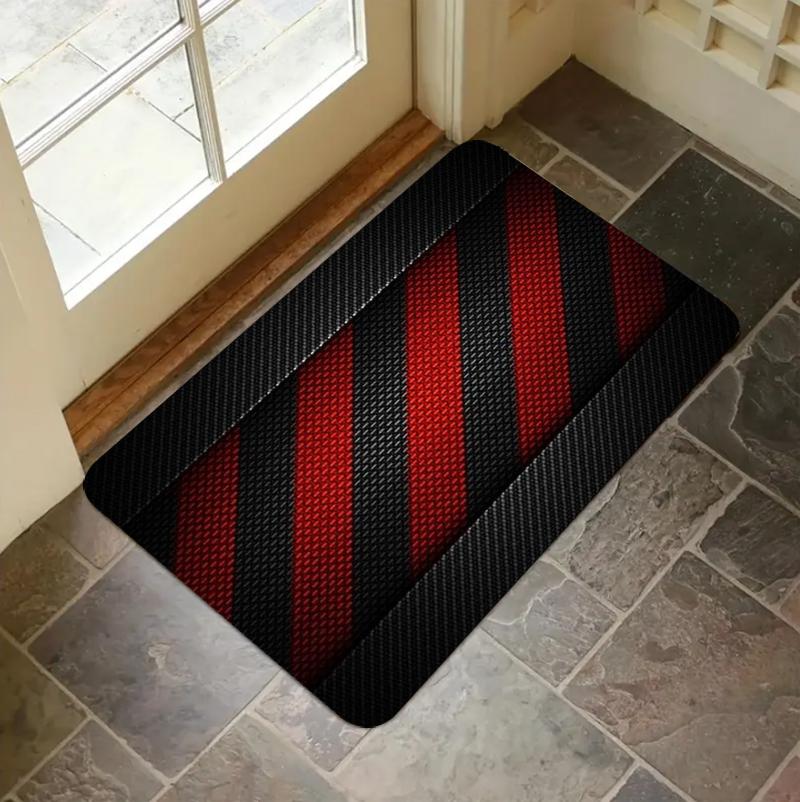 

Car Hubcap Tire Pattern Doormat Carpet Rug Home Decoration Black Red Design Auto Style Non-Slip Entryway Floor Mat 40cm x 60cm