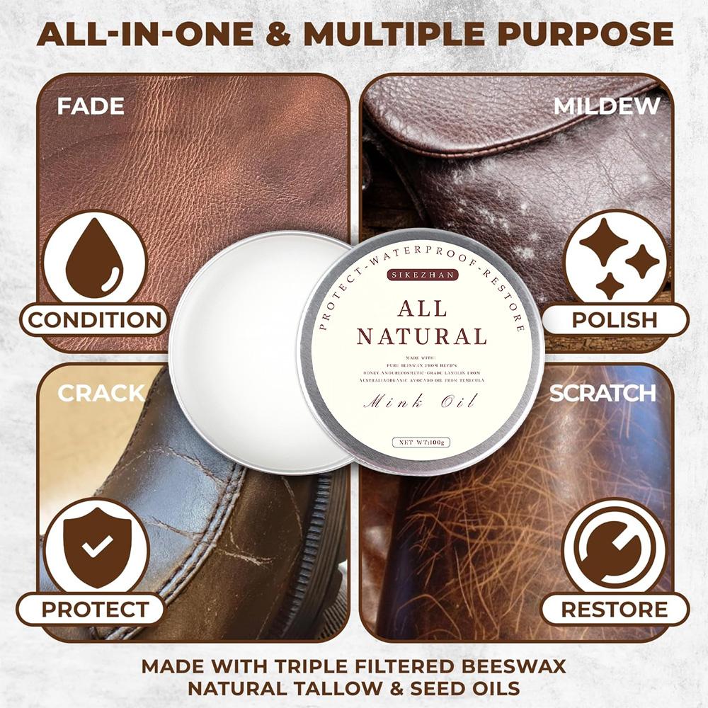 Mink Oil Cream Car Leather Seat Maintenance Oil Clean Cream Interior Polishing Stain Removal Refurbished Leather Sofa Cleaning