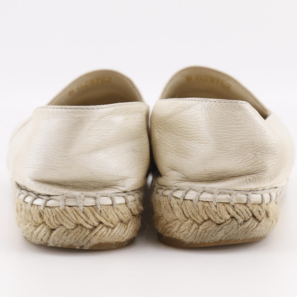 CHANEL Espadrille Slip-on B G29762 COCO Mark White lambskin Women Used