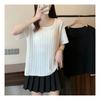 Navava Nk2087 Simple Thin Cool Cable Knit Short Sleeve