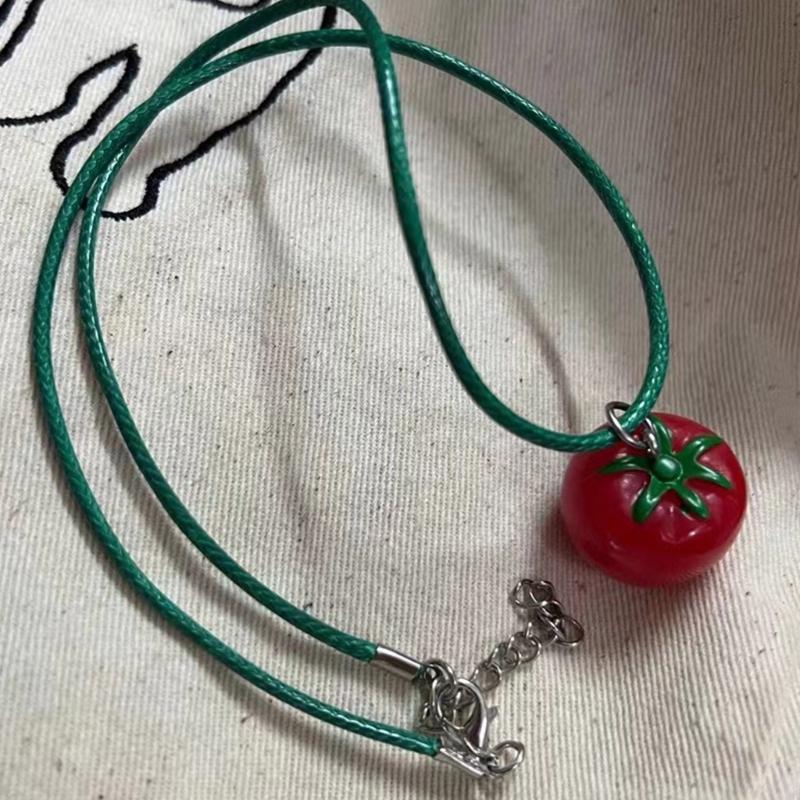 

Cute Tomato Pendant Necklace Sweet Fashion Tomato Chain Necklace Perfect DIY Jewelry Gift for Women Girls and Teens 1