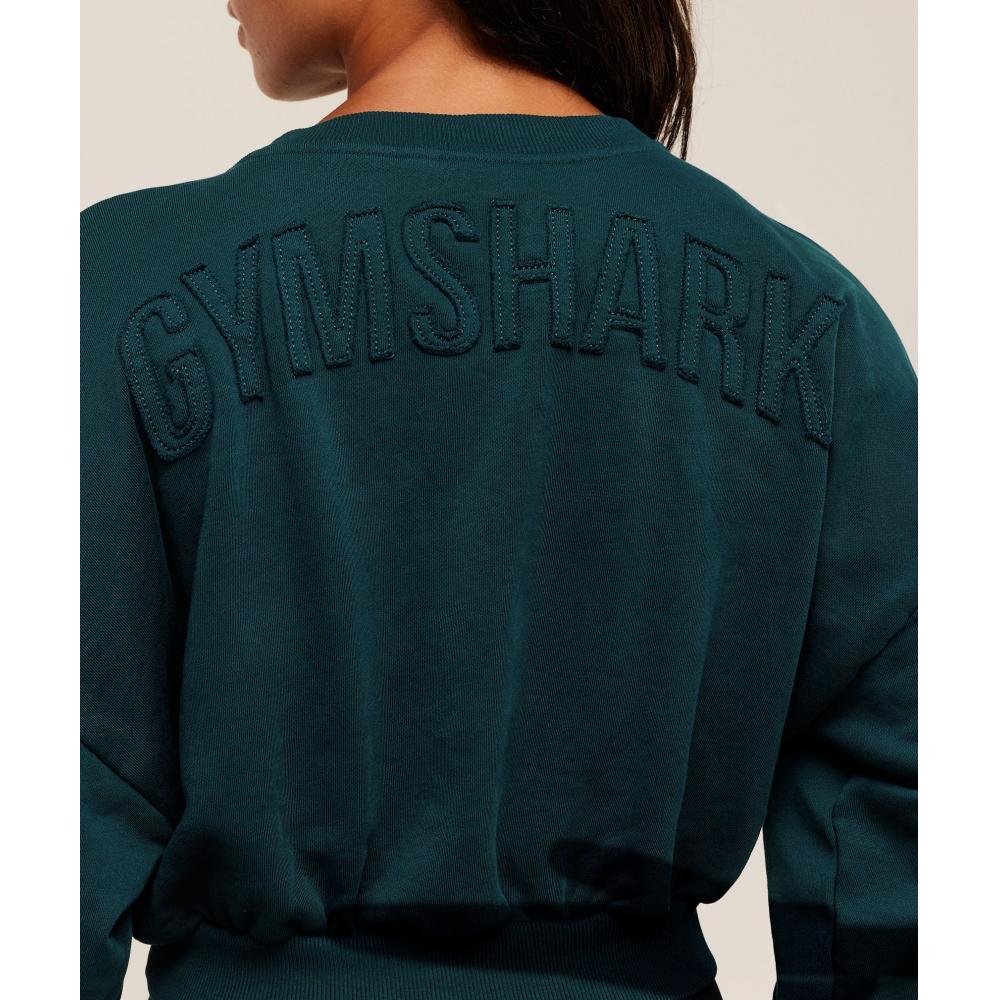 Gymshark Power Washed Sweat Top Deep Petrol Blue Acid Wash Small Ball B4c5c Ud04