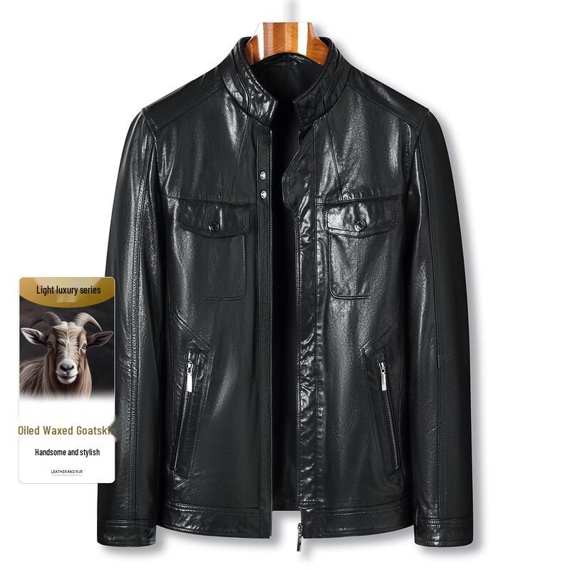Men s Caesar Goat Leather Motorcycle Jacket XL