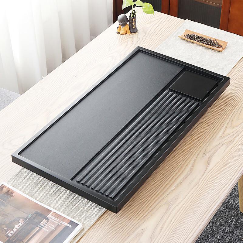 Minimalist Solid Black Gold Stone Tea Tray