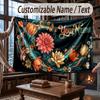 Floral Garden Theme Throw Blanket Custom Name Text Personalized Blanket Soft Cozy Blanket for Home Sofa Bed