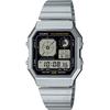 Standard Analog Digital Wristwatch Vintage Series A130WE-1A Unisex Silver Black
