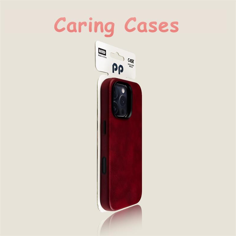 For iPhone 16 Pro Max Case Burgundy Crazy Horse Leather MagSafe Vintage Luxury Shockproof Compatible with iPhone 15 14 13 12