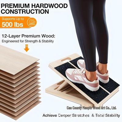 Planche Inclinée Pliante en Bois et Étireur de Mollets pour Bureau et Fitness