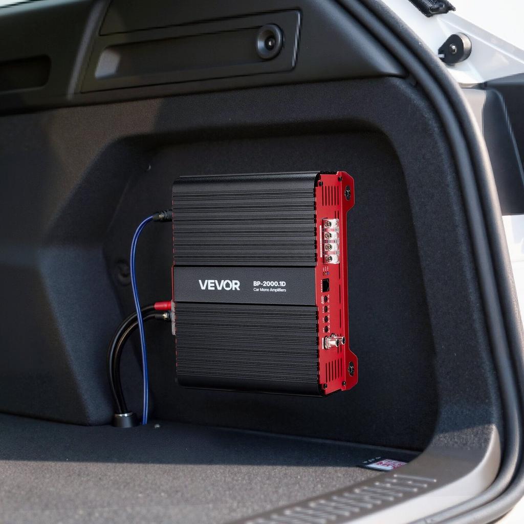 Monoblock Car Amplifier, 2000W RMS MAX, 1/2/4 Ohm Stable, 1-Channel Class D Car Audio Amplifier with Remote Subwoofer Level Control, Low Pass Filter