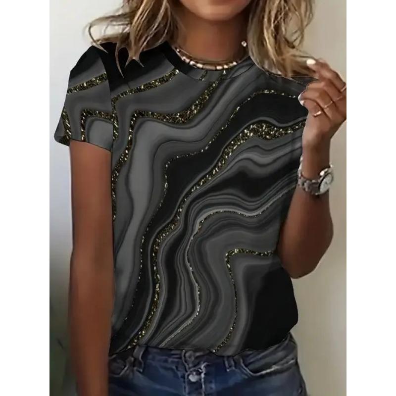 

Women s Fashion Simple Versatile Gradient Round Neck Short Sleeved Top T-Shirt 5XL