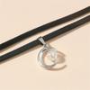 Fashion Silver Color Moon Pendant Necklace Gothic Acrylic Beads Flannel Collar Vintage Clavicle Chain Choker Kpop Jewelry