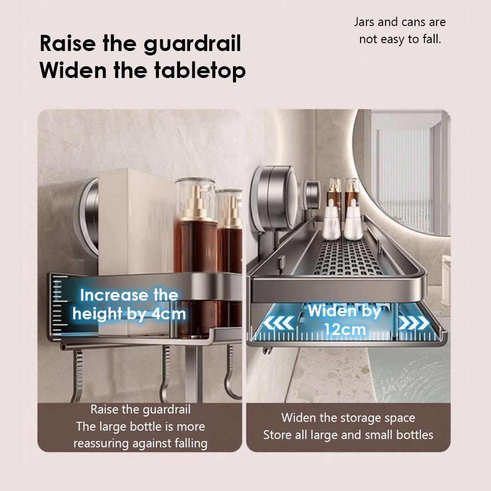 Badezimmer-Organizer Wandmontiert Aluminium Badezimmerregale mit Haken Bohrlos Dusch-Organizer 30/40/50cm Rostfrei Haushalt