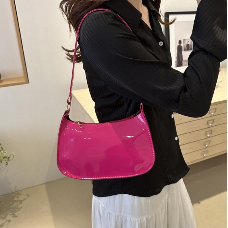 Retro Einfarbig PU-Leder Schultertasche Damen Mode Handtasche Lässige Geldbörse