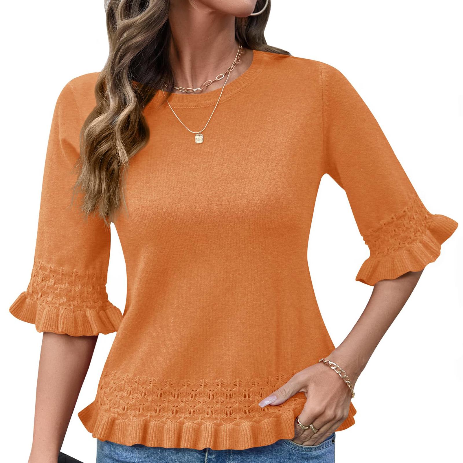 Women s Color Fashionable Casual Knitted Top XL